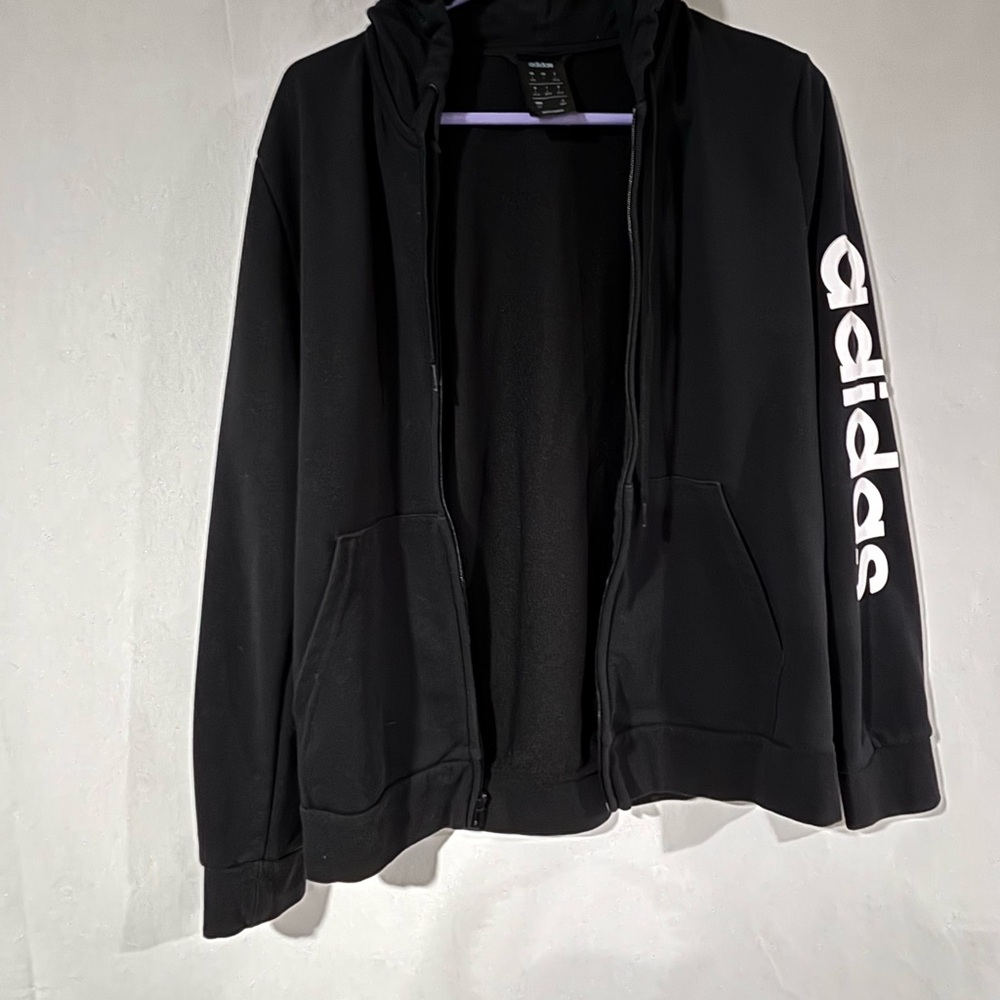 Adidas Essential Linear Full Zip Hoodie - Black